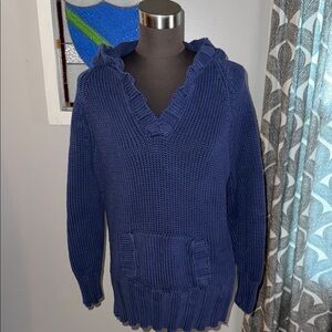 Bloomingdale’s Vintage Chunky Knit 100% Cotton Hooded Sweater SZ Large